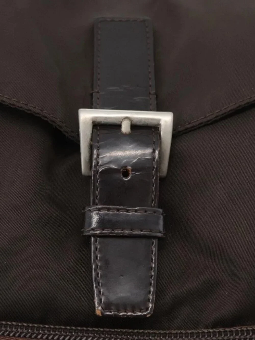 PRADA Backpack Nylon Brown Silver Auth